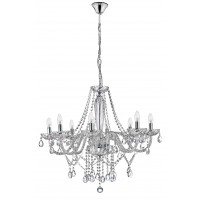 JEREMA 8X40W E14 230V IP20 Křišťálový lustr, těleso kov, povrch chrom lesk, sklo křišťál, pro žárovku 8x40W, E14, 230V, IP20, rozměry d=780mm h=650mm, vč.závěsného kabelu l=1200mm, lze zkrátit