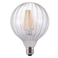 SHINIE FILAMENT LED 2W E27 G125 Světelný zdroj, základna kov, krycí sklo čiré s vroubkováním, žárovka LED 1X2W, E27, G125, teplá 2200K, 150lm, Ra80, 230V, rozměry d=125mm, l=180mm