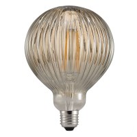 SHINIE LED 1X2W Světelný zdroj, základna kov,difuzor plast kouřová s pruhy, žárovka LED 1X2W, E27, G125, teplá 2200K, 140lm, Ra80, 230V, IP20, tř.2, rozměry d=125mm, l=167mm
