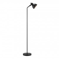 INDUSTRI F Stojací lampa, těleso kov, povrch černá, pro žárovku E27, max. 15W, 230V IP20, tř.2, stínítko d=230mm, základna d=150mm, včetně vypínače kabelu - černá, l=2000mm, lze zkrátit