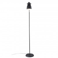 POTKURI FLOOR Stojací lampa, těleso kov, povrch černá/šedá, pro žárovku E27, max 25W, 230V, IP20, tř.2, h=1510mm, stínítko d=125mm, úhel otočení 360°, včetně vypínače kabelu s textilním úpletem - černobílá/černá, l=1800mm, lze zkrátit