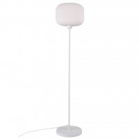 LUOMU FLOOR Stojací lampa, těleso sklo, povrch bílá opál, pro žárovku E27, max. 40W, 230V IP20, tř.2, h=1394mm, stínítko d=300mm, včetně vypínače kabelu s textilním úpletem - bílá, l=1800mm