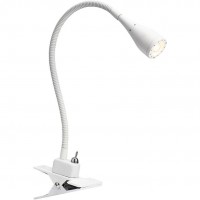 FILLE CLAMP LED 1X3W Lampa se skřipcem na poličku, nastavitelný směr svícení, flexibilní rameno, husí krk, základna kov, stínítko kov bílá, černá, LED 1X3W, teplá 3000K, 130lm, 230V, IP20, tř.3, rozměry 35X65mm, přívodní kabel 1800mm, vč.sv.zdr.