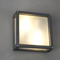 TROLO Nástěnné venkovní svítidlo, těleso hliník, povrch černá grafit, difuzor sklo opál, pro žárovku 2x15W, E27. 230V, IP44, tř.1, rozměry 250x250x100mm