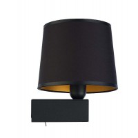 FILIN WL 1x10W, E27 Nástěnná lampa, základna kov, povrch bílá/černá, stínítko textil bílá/černá a zlatá, pro žárovku 1x10W, E27, 230V, IP20, tř.1, rozměry d=200mm, h=250mm, vč.vypínače