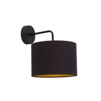 VINTON WL 1x10W, E27 Nástěnná lampa, základna kov, povrch černá, stínítko textil vnější černá, vntřní zlatá, pro žárovku 1x10W, E27, 230V, IP20, tř.1, rozměry d=230mm, h=280mm.