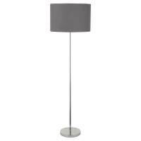 TOROLIO F1 Stojací lampa, základna kov, povrch chrom, stínítko textil šedá, pro žárovku 1x60W, E27, 230V, IP20, tř.1, rozměry d=470mm, h=1680mm, vč vypínače na kabelu