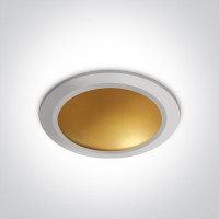 KEREN BI 16W Stropní podhledové svítidlo, těleso kov, povrch bílá/černá, difuzor plast opál/mosaz, LED 16W, 800lm, teplá 3000K, Ra80, 230V, IP20, tř.2, rozměry d=170mm, h=50mm.