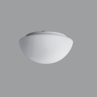 AURA 1, IP43, D=220mm Stropní svítidlo, základna kov/tř.1, nebo plast/tř.2, difuzor sklo triplex opál, pro žárovku A60, nebo LED, 230V, do koupelny IP43., symbol "F", d=220mm, h=110mm, úchyt skla klapky