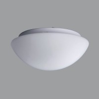 AURA 7, IP44, D=250mm Stropní svítidlo, základna kov, povrch bílá, difuzor sklo triplex opál, pro žárovky, nebo LED, 230V, IP20, nebo do koupelny IP44, rozměry d=250mm, h=110mm, úchyt skla bajonet