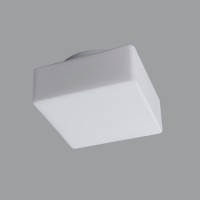 LINA 1 Stropní svítidlo, základna bílá, kov nebo polykarbonát, difuzor sklo triplex opál mat, pro žárovku 60W/E27, zářivku 13W/G24d-1 KVG, 230V, do koupelny IP43, 200x200x105mm
