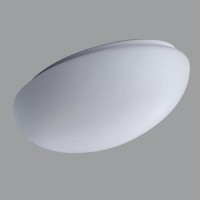  Stropní svítidlo oválné, základna kov, povrch bílá, difuzor sklo triplex opál, pro žárovku 60W/100W, nebo LED, 230V, IP41, zař.tř.1, rozměry 350x205x140mm, úchyt skla klapky