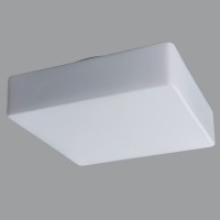 LINA 6 Stropní svítidlo, základna kov, povrch bílá, difuzor sklo triplex opál mat, pro žárovku E27, nebo LED, stmívání 1-10V nebo DALI, 230V, do koupelny IP43, rozměry 380x380mm, h=120mm