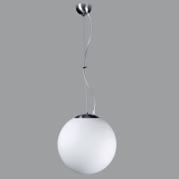 ISIS L3 Závěsné svítidlo, základna plast, povrch nerez leštěný / nerez broušený / mosaz /bílá, difuzor plast, polyetylen, pro žárovku 1x75W, nebo LED, 230V, stmív 1-10V nebo DALI, IP40, stínítko d=400mm, lankový závěs