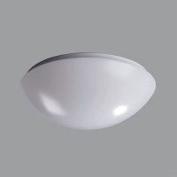 TITAN 2 HF-senzor Stropní svítidlo, HF senzor pohybu dosah 8m, záběr 150°,čas 5s-5min, soumrak., základna kov, bílá, difuzor plast polykarbonát nebo PMMA, pro žárovku 40W, nebo LED, 230V, zvýšené krytí IP44, d=400mm, h=110mm, úchyt stínítka klapky
