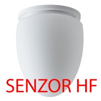 MIRA D,IN-12S6/195 1X75W E27 senzor HF Stropní svítidlo, senzor HF, záběr 150°, dosah 8m, čas 10s-10min, základna kov, povrch bílá/mosaz lesk, difuzor sklo triplex opál, pro žárovku 1x75W, E27, 230V, IP41, tř.1, d=350mm, h=430mm