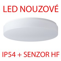 DELIA 2, HF senzor pohybu, nouzové, IP54, d=400mm Nouzové svítidlo, SA - výdrž 3h + senzor HF, záběr 150°, dosah 8m, čas 10s-10min, základna kov bílá, difuzor PC/PMMA opál, LED 28W/36W, teplá 3000K/neutrální 4000K, 230V, zvýš krytí IP54, IK10, tř.1, d=400mm, h=80mm