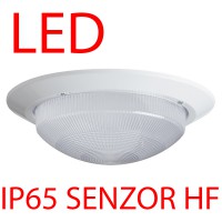 ELEKTRA 6 LED-1L12C03/IN-172 IP65 9W/15W senzor HF Stropní, průmyslové svítidlo, senzor HF, záběr 150°, dosah 8m, čas 10s-10min, zákl PC bílá/chrom, dif PC opál, LED 9W/15W, teplá 3000K/neutrální 4000K, 230V, zvýš krytí IP65, IK10, tř.2, d=320mm, h=100mm