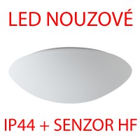 AURA 11 LED-1L15C07BT15 NOUZOVÉ IP44 senzor HF Nouzové svítidlo, SA - výdrž 3h, senzor HF, záběr 150°, dosah 8m, čas 10s-10min, základna kov, povrch bílá, difuzor sklo opál triplex, LED 21W/29W, teplá 3000K/neutrální 4000K, 230V, zvýš krytí IP44, tř.1, d=420mm, h=125mm