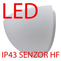 NELA 3 LED-1L41B07U7/268 15W IP43 senzor HF Nástěnné svítidlo, senzor HF, záběr 150°, dosah 8m, čas 10s-10min, základna kov bílá, límec kov bílá/nerez lesk/nerez broušená, difuzor sklo opál, LED 15W, teplá 3000K/neutrální 4000K, 230V, zvýš krytí IP43, tř.1, 350x190x200mm