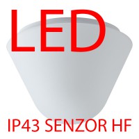 DRACO 2, LED-1L12B07K53/252 IP43 9W/11W senzor HF Stropní, přisazené svítidlo, senzor HF, záběr 150°, dosah 8m, čas 10s-10min, základna kov bílá, difuzor sklo triplex opál, LED 9W/11W, teplá 3000K/neutrální 4000K, 230V, zvýš krytí IP43, tř.1, d=280mm, h=210mm