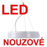 DELIA T2, nouzové, IP41, d=400mm Nouzové svítidlo, SA - výdrž 3h, základna kov, povrch bílá, difuzor PMMA/PC opál, LED 28W, teplá 3000K/neutrální 4000K, 230V, zvýšené krytí IP41, IK10, tř.1, d=400mm, h=80mm, vč lank závěsu l=1000mm lze zkrátit