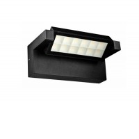 PURGA 20W CCT Nástěnné venkovní svítidlo, nast. směr svícení, těleso hliník, povrch černá, difuzor sklo, LED 20W, 2100lm, přepín. CCT teplá 3000K-neutrální 4000K, 230V, IP65, rozměry 170x90x112mm.