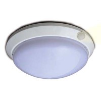 EVIS Svítidlo přisazené s PIR senzorem pohybu, záběr 120°, dosah max 10m, čas 5s-10minut, soumrak nastavitelné, těleso plast barva bílá, nebo šedá, difuzor plast, pro žárovku 60W, E27, 230V, zvýšené krytí IP44, tř.2, d=310mm, h=120mm