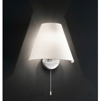 BABENER II Nástěnné svítidlo, základna kov, povrch chrom lesk/zlatá lesk, stínítko textil bílá, pro žárovku 1X40W, E14, IP20, rozměry 250x240mm, vč vypínače.
