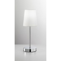 LIPS Stolní lampa, těleso kov, povrch chrom lesk, stínítiko textil bílá/béžová/šedá, pro žárovku 1x40W, E27, 230V, IP20, rozměry d=130mm, h=370mm.