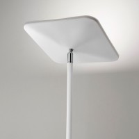 MUNSTER Stojací lampa, nastavitelný směr svícení, těleso kov, povrch bílá mat/černá mat, difuzor plast opál, LED 30W, 2100lm, teplá 3000K, stmívatelné, 230V, IP20, rozměry 270x270mm, h=1830mm, vč vypínače na tělese.