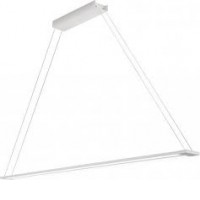 STRAU PL Závěsné svítidlo, nastavitelný směr svícení, těleso kov, povrch bílá mat, difuzor plast opál, LED 2x35W, 6400lm, teplá 3000K, 230V, IP20, 1620x100mm, vč závěs lanka h=1500mm, lze zkrátit.