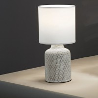 VILBEL Stolní lampa, těleso keramika, povrch bílá/béžová, stínítko textil bílá, pro žárovku 1x40W, E14, 230V, IP20, rozměry: d=150mm, h=320mm.