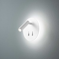 WILDBAD R Nástěnné svítidlo, nastavitelný směr svícení, těleso kov, povrch bílá mat/černá mat, difuzor plast opál, LED 6W, 346lm + 3W,150lm, teplá 3000K, rozměry d=150mm.