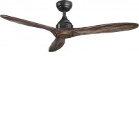 BONN Stropní ventilátor, základna kov, povrch černá mat, 3 lopatky tmavé dřevo, 5 rychlostí, 230V, IP20, 40 dB, rozměry d=1300mm, h=305mm.