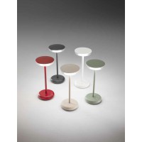 ZAPA TL 2W Stolní lampa na baterie, těleso kov a plast, bílá/tm. šedá/černá/červená/písková/šedozelená, dif plast opál, LED 2W, 188lm, teplá 3000K, dotyk stmív., IP44, tř.3, rozměry d=110mm, h=260mm, nabíjecí baterie 3,7V.