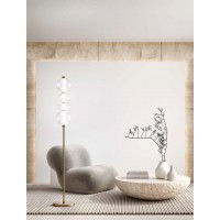 DENIT FL 36W Stojací lampa, těleso kov, povrch broušená zlatá, difuzor plast opál, krycí sklo čiré, LED 36W, 2880lm, teplá 3000K, Ra80, 230V, IP20, tř.3, rozměry d=260mm, h=1700mm.