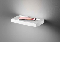 POHARY WL 22W Nástěnné svítidlo, polička pro mobilní telefon s bezdrátovou a USB nabíječkou, těleso kov, povrch bílá/černá, dif plast opál, LED 22W, 1760lm, teplá 3000K, Ra80, 230V, IP20, tř.1, rozměry 280x30x150mm, svítí nahoru/dolů.