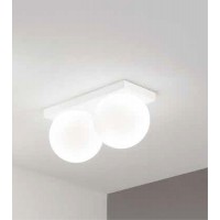 KODE 2x8W IP40 Stropní svítidlo, těleso hliník, povrch bílá/šedá/mosaz, difuzor sklo opál, LED 2x8W, 2x856lm, teplá 3000K, Ra90, 230V, IP40, tř.1, rozměry d=100mm, základna 100x210mm.