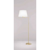 VOLBE FL 1x35W E27 Stojací lampa, 2 nastav. ramena, základna kov, povrch hnědá/zlatá, stínítko textil hnědá/bílá, pro žárovku 1x35W, E27, 230V, IP20, tř.2, rozměry stínítko: d=450mm, h=300mm, lampa: h=1450mm.