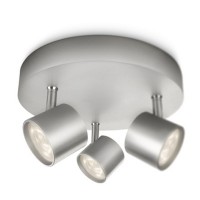 STAR Stropní, bodové, dvítidlo, nastavitelný směr svícení, těleso kov, povrch bílá, nebo šedostříbrná, LED 3x3W, teplá 2700K, 3x170lm, 230V, IP20, h=82mm, d=198mm