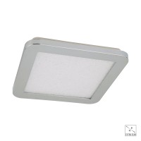 HERMAN SQ Stropní, čtvercové svítidlo, těleso kov, povrch chrom, difuzor plast opál s detailem z krystalů, LED 18W/1300lm, 24W/1800lm, neutrální 4000K, Ra80, 230V, do koupelny IP44, rozměry dle typu.