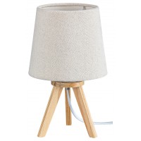 ALCHEMILA 25W E14 Stolní lampa, těleso dřevo světlé, stínítko textil bílá/černá, pro žárovku 1x25W, E14, 230V, IP20, tř.2, rozměry d=140mm, h=230mm.