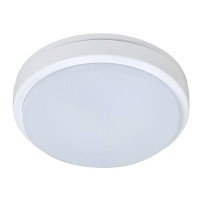 MABRUK R Stropní svítidlo, základna plast bílá, difuzor plast mat, LED 1x15W, neutrál 4000K, 1100lm, 230V, IP54, rozměry d=210mm h=48mm