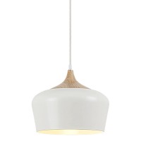 SOUCIE PENDANT 1X60W E27 Závěsné svítidlo, základna kov, stínítko kov, povrch lak bílá s detaily dřevo buk, pro žárovku 1x60W, E27, 230V, IP20, tř.1. rozměry d=300mm, vč. závěsného kabelu s textilním úpletem h=1300mm, lze zkrátit