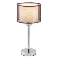 NAPLES STOLNÍ LAMPA Stolní lampa, těleso kov, povrch chrom lesk, stínítko textil vnější hnědá, vnitřní bílá, pro žárovku 1x60W, E27, 230V, IP20, tř.1. rozměry d=180mm, h=390mm, vypínač na kabelu