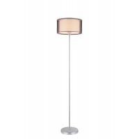 NAPLES STOJACÍ LAMPA Stojací lampa, těleso kov, povrch chrom lesk, stínítko textil vnější hnědá, vnitřní bílá, pro žárovku 1x60W, E27, 230V, IP20, tř.1. rozměry d=350mm, h=1570mm, vypínač na kabelu