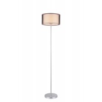 NAPLES STOJACÍ LAMPA Stojací lampa, těleso kov, povrch chrom lesk, stínítko textil vnější hnědá, vnitřní bílá, pro žárovku 1x60W, E27, 230V, IP20, tř.1. rozměry d=350mm, h=1570mm, vypínač na kabelu