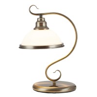 NARGO TABLE LAMP 1X60W E27 Stolní lampa, těleso kov, povrch bronz lesk, difuzor sklo opál, pro žárovku 1x60W, E27, 230V, IP20, tř.1. 1 rameno, rozměry d=250mm h=390mm