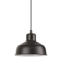 NAMERTO PENDANT 1X60W E27 Závěsné svítidlo, základna kov, stínítko kov, povrch lak černá mat, pro žárovku 1x60W, E27, 230V, IP20, tř.1. rozměry d=180mm, vč. závěsného kabelu s textilním úpletem l=1150mm, lze zkrátit